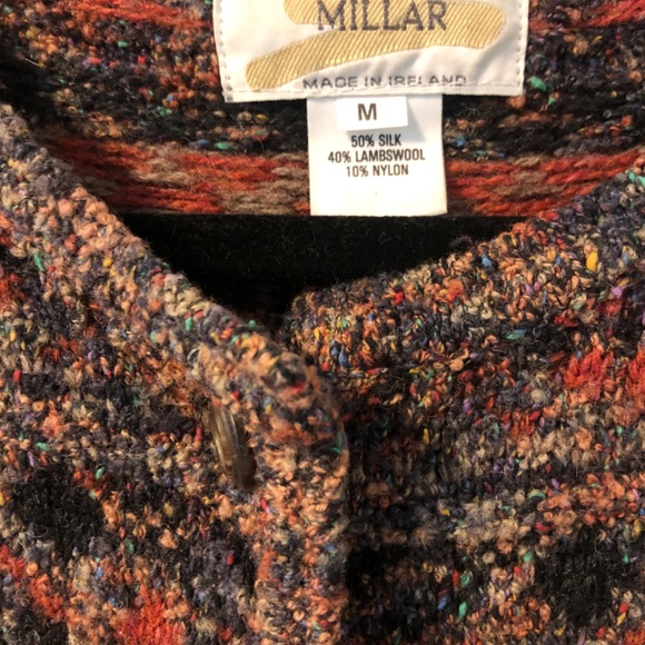 Millar vintage cottage core silk/wool mottled button front cozy M - Picture 4 of 4